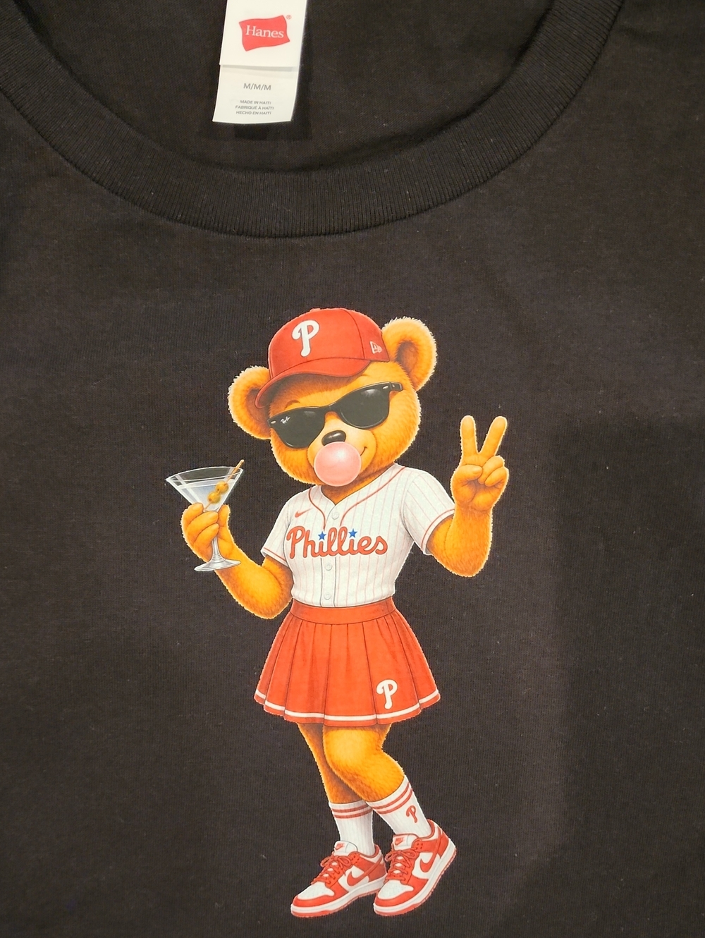 Black Phillies Bear Graphic Tee